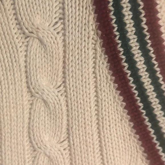 Ralph Lauren Cream V-Neck Cable Knit Sweater
